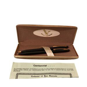 Vintage Centennial Ball Point Pen Mechanical Pencil Set With Case